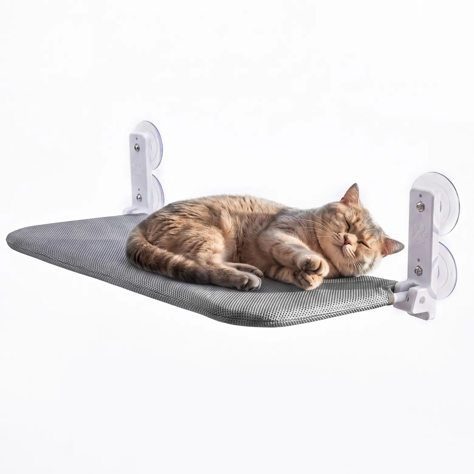 Fudajo Katzenbett Hängematte 30 x 60 cm dunkelgrau, Katzenhängematte Fenster bis 10 kg, Katzenliege mit Saugnäpfen für Fensterplatz