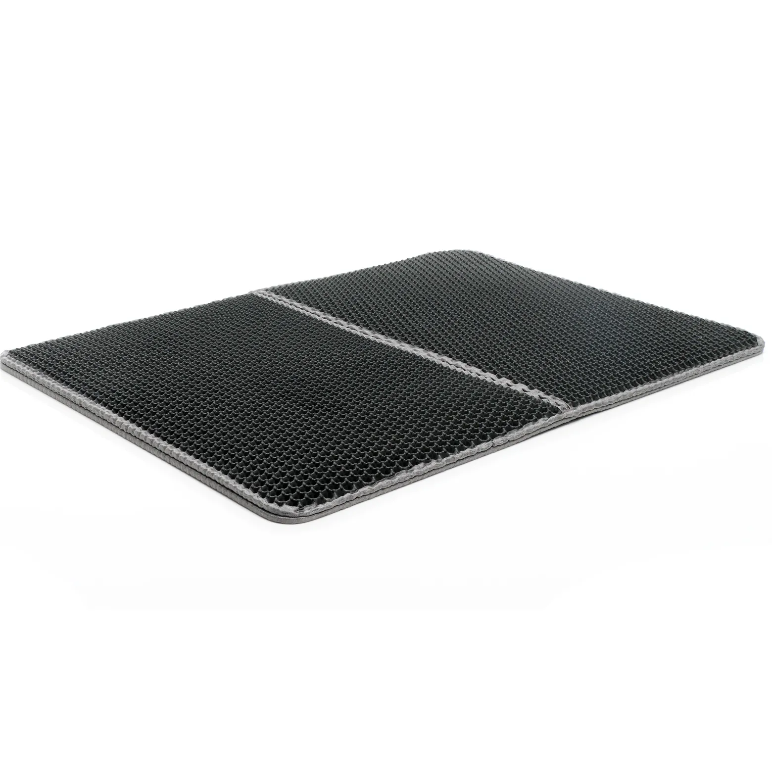 Fudajo Katzenstreu Matte faltbar 75 x 55 cm, Katzenklo Matte wasserdicht, Katzenstreu Auffangmatte mit 2 Schichten, Matte für Katzenklo im Wabendesign