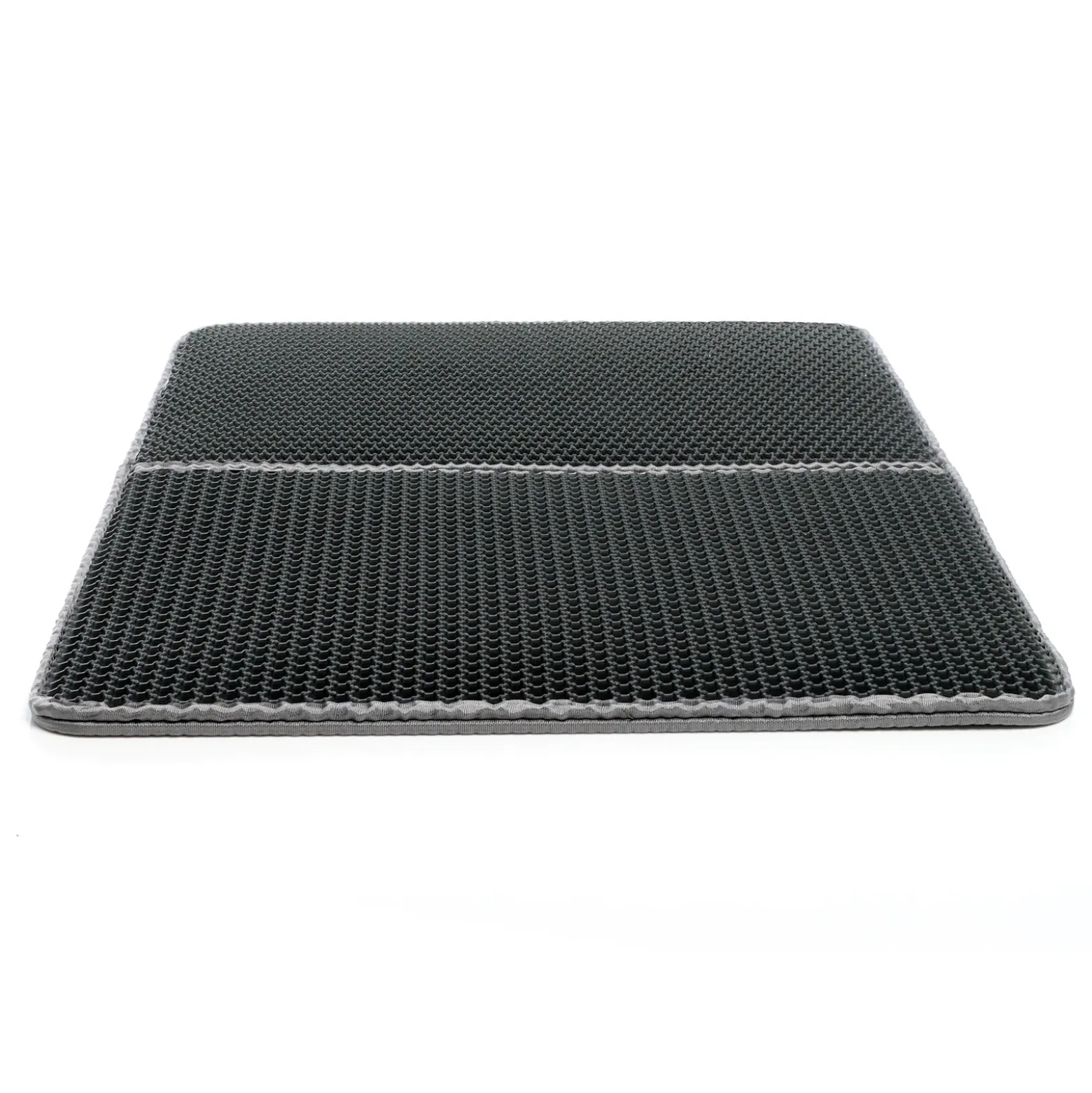 Fudajo Katzenstreu Matte faltbar 75 x 55 cm, Katzenklo Matte wasserdicht, Katzenstreu Auffangmatte mit 2 Schichten, Matte für Katzenklo im Wabendesign