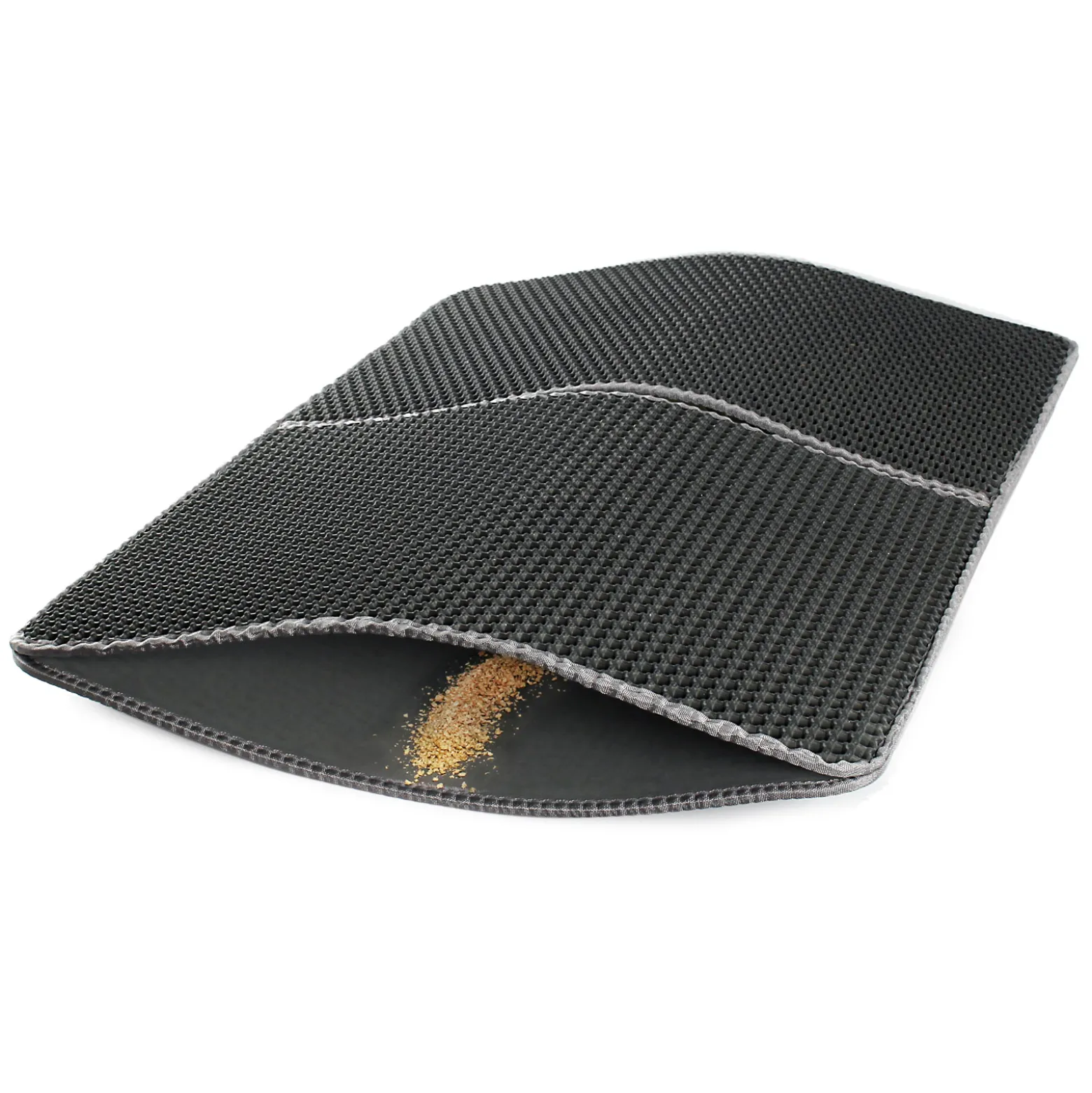 Fudajo Katzenstreu Matte faltbar 75 x 55 cm, Katzenklo Matte wasserdicht, Katzenstreu Auffangmatte mit 2 Schichten, Matte für Katzenklo im Wabendesign