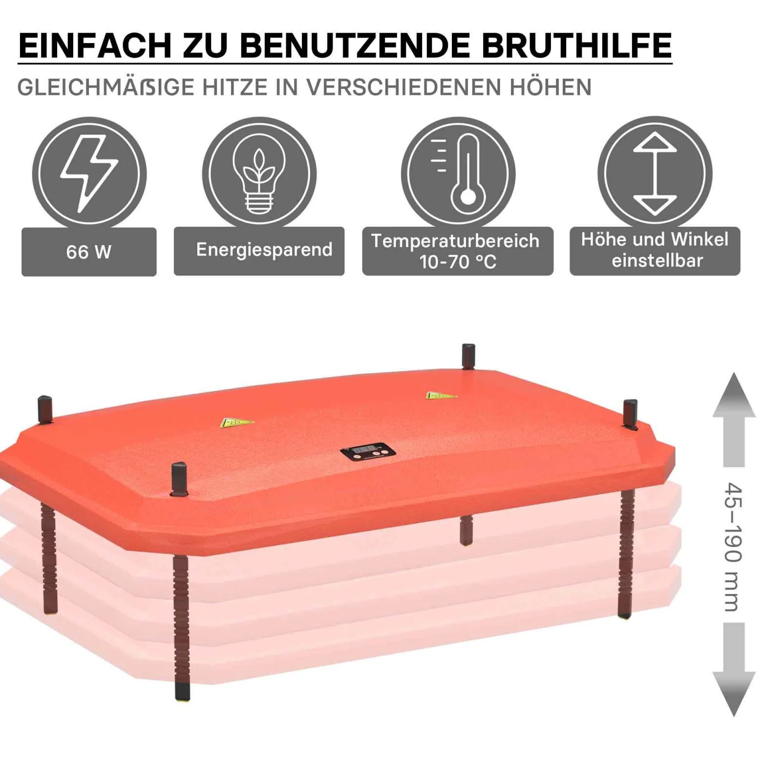 Fudajo Küken-Wärmeplatte 40x60cm 66W Heizplatte mit Temperaturregler für 45-50 Küken zur Kunstbrut