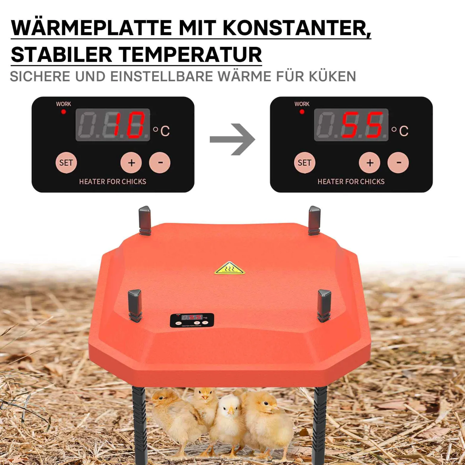 Fudajo Küken-Wärmeplatte 30x30cm 50W Heizplatte mit Temperaturregler für 20-25 Küken zur Kunstbrut