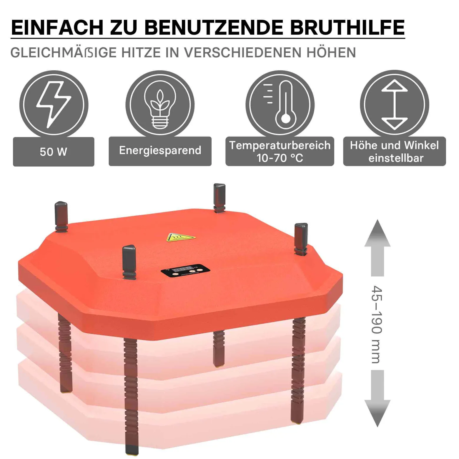 Fudajo Küken-Wärmeplatte 30x30cm 50W Heizplatte mit Temperaturregler für 20-25 Küken zur Kunstbrut