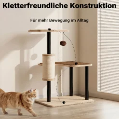 Fudajo Kratzbaum aus Metall 40 x 30 x 62 cm mit Sisal, Kratzmöbel mit Kratzbrett, Katzenbaum mit großer Liegefläche und modernem Design