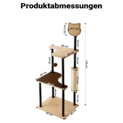 Fudajo Kratzbaum aus Metall 48 x 40 x 120 cm mit Sisal, Kratzmöbel mit Kratzbrett, Katzenbaum mit großer Liegefläche und modernem Design