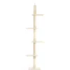 Fudajo Kratzbaum deckenhoch 230–276 cm in Beige, Katzenkratzbaum mit 4 Ebenen, Katzenbaum Deckenspanner höhenverstellbar, Katzenmöbel mit Sisal