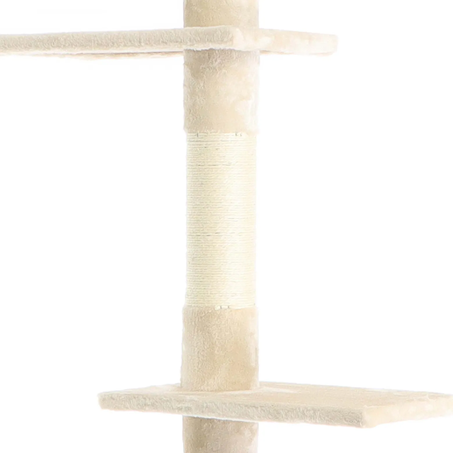 Fudajo Kratzbaum deckenhoch 230–276 cm in Beige, Katzenkratzbaum mit 4 Ebenen, Katzenbaum Deckenspanner höhenverstellbar, Katzenmöbel mit Sisal