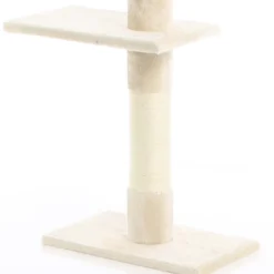 Fudajo Kratzbaum deckenhoch 230–276 cm in Beige, Katzenkratzbaum mit 4 Ebenen, Katzenbaum Deckenspanner höhenverstellbar, Katzenmöbel mit Sisal