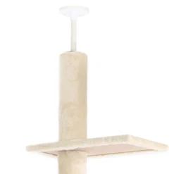 Fudajo Kratzbaum deckenhoch 230–276 cm in Beige, Katzenkratzbaum mit 4 Ebenen, Katzenbaum Deckenspanner höhenverstellbar, Katzenmöbel mit Sisal