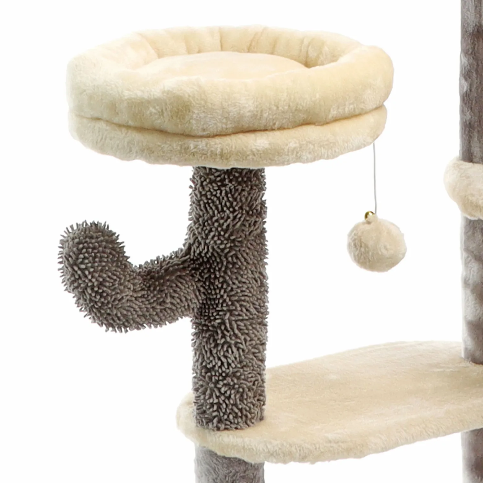Fudajo Kratzbaum im Kaktusdesign Dunkelgrau 172 cm, Katzenkratzbaum mit Katzenhaus u. Liegemulde, Katzenbaum mit Sisal, Katzenmöbel mit Spielbälle