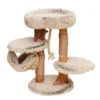 Fudajo Kratzbaum mit Holz und Plüsch 87,5 cm hoch, Designer Katzenkratzbaum mit Birnbaumholz, Katzenbaum mit Hängematte, Katzenmöbel mit Liege