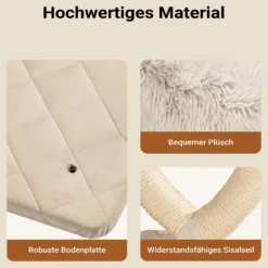 Fudajo Kratzbaum Zweigdesign mit Katzenhaus 95 cm, Designer Katzenkratzbaum mit Plüsch und Sisal, Katzenbaum mit Katzenhöhle, Kletterbaum für Katzen