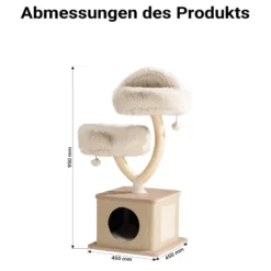 Fudajo Kratzbaum Zweigdesign mit Katzenhaus 95 cm, Designer Katzenkratzbaum mit Plüsch und Sisal, Katzenbaum mit Katzenhöhle, Kletterbaum für Katzen