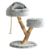 Fudajo Kratzbaum Zweigdesign mit Katzenhöhle 80 cm, Designer Katzenkratzbaum mit Plüsch und Birnbaumholz, Katzenbaum aus Holz mit Kratzmatte