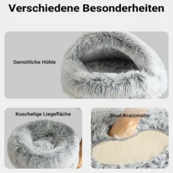 Fudajo Kratzbaum Zweigdesign mit Katzenhöhle 80 cm, Designer Katzenkratzbaum mit Plüsch und Birnbaumholz, Katzenbaum aus Holz mit Kratzmatte