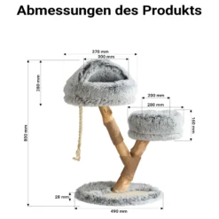 Fudajo Kratzbaum Zweigdesign mit Katzenhöhle 80 cm, Designer Katzenkratzbaum mit Plüsch und Birnbaumholz, Katzenbaum aus Holz mit Kratzmatte