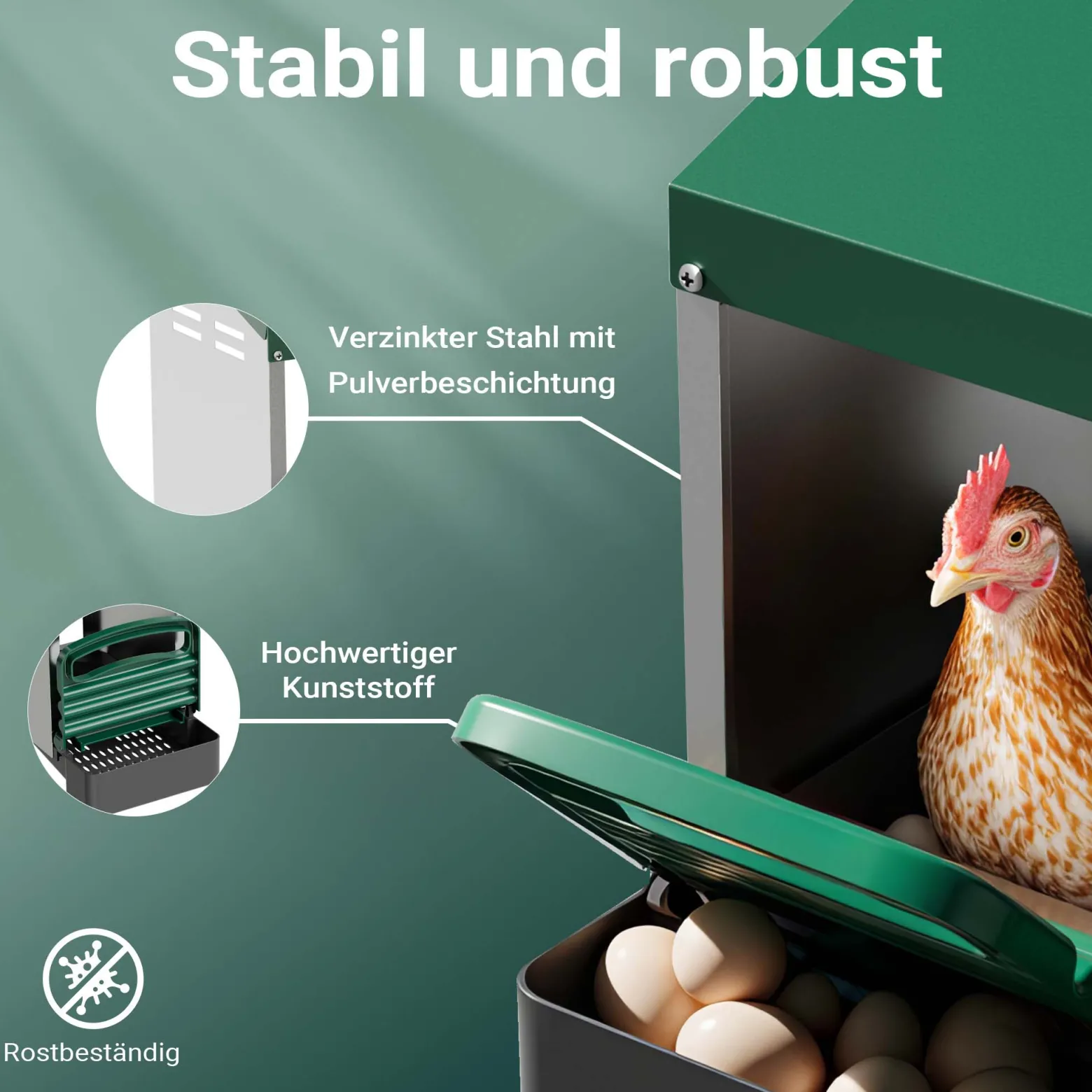 Fudajo Legenest mit Auffangschale 27 x 52 x 48 cm, Legekasten für Hühner, Hühnernest mit Lüftungslöcher für Luftzirkulation, Kunststoff Abrollnest für Wandmontage