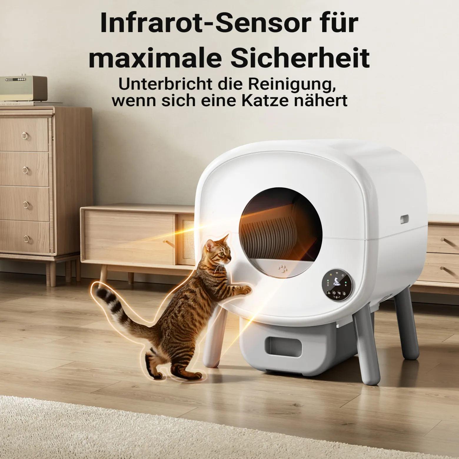 Fudajo Selbstreinigende Katzentoilette 76 L, Katzenklo automatisch 55 x 50 x 66,5 cm, elektrisches Katzen Klo mit App-Steuerung und USB-Anschluss