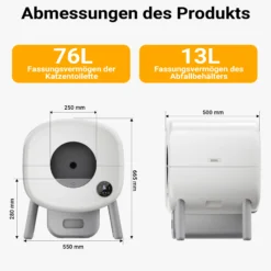 Fudajo Selbstreinigende Katzentoilette 76 L, Katzenklo automatisch 55 x 50 x 66,5 cm, elektrisches Katzen Klo mit App-Steuerung und USB-Anschluss