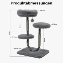 Fudajo Urban Compact 99 cm Kratzbaum grau, U-förmiger Katzenbaum mit Katzenbett, Kratzseil und Spielball