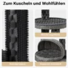 Fudajo Urban Loft 115 cm Kratzbaum grau, Katzenkratzbaum mit Ø 58 cm Bodenplatte, Katzenbaum mit Massageelement, 3 Liegeflächen und Papierseil-Kratzstämmen