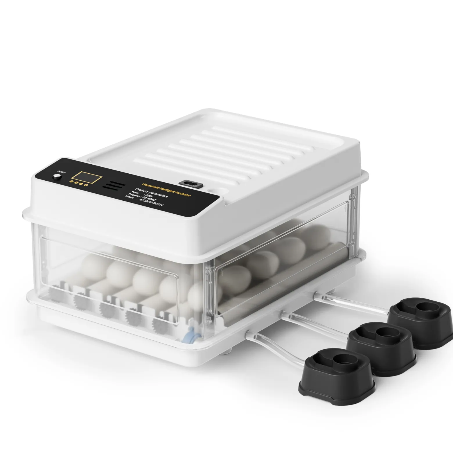 Fudajo Vollautomatischer Flächenbrüter für 24 Eier, Inkubator 80 W mit Wendesystem, Brutautomat mit Temperatursteuerung und Feuchtigskeitsregulierung, Brutkasten zum Eier ausbrüten