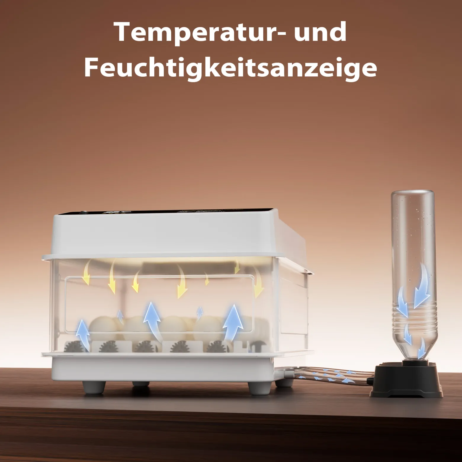 Fudajo Vollautomatischer Flächenbrüter für 24 Eier, Inkubator 80 W mit Wendesystem, Brutautomat mit Temperatursteuerung und Feuchtigskeitsregulierung, Brutkasten zum Eier ausbrüten
