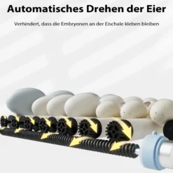 Fudajo Vollautomatischer Flächenbrüter für 48 Eier, Inkubator 80 W mit Wendesystem, Brutautomat mit Temperatursteuerung und Feuchtigskeitsregulierung, Brutkasten zum Eier ausbrüten