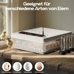 Fudajo Vollautomatischer Flächenbrüter für 128 Eier, Inkubator 110 W mit Wendesystem, Brutautomat mit Temperatursteuerung und Feuchtigskeitsregulierung, Brutkasten zum Eier ausbrüten