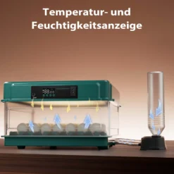Fudajo Vollautomatischer Flächenbrüter für 30 Eier, Inkubator 40 W mit Wendesystem, Brutautomat mit Temperatursteuerung und Feuchtigskeitsregulierung, Brutkasten zum Eier ausbrüten