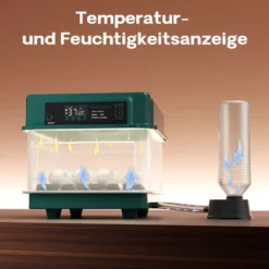 Fudajo Vollautomatischer Flächenbrüter für 15 Eier, Inkubator 40 W mit Wendesystem, Brutautomat mit Temperatursteuerung und Feuchtigskeitsregulierung, Brutkasten zum Eier ausbrüten