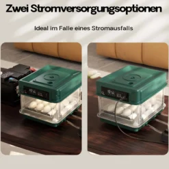 Fudajo Vollautomatischer Flächenbrüter für 15 Eier, Inkubator 40 W mit Wendesystem, Brutautomat mit Temperatursteuerung und Feuchtigskeitsregulierung, Brutkasten zum Eier ausbrüten