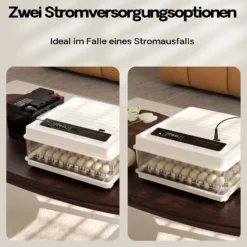 Fudajo Vollautomatischer Flächenbrüter für 64 Eier, Inkubator 110 W mit Wendesystem, Brutautomat mit Temperatursteuerung und Feuchtigskeitsregulierung, Brutkasten zum Eier ausbrüten