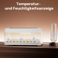 Fudajo Vollautomatischer Flächenbrüter für 64 Eier, Inkubator 110 W mit Wendesystem, Brutautomat mit Temperatursteuerung und Feuchtigskeitsregulierung, Brutkasten zum Eier ausbrüten