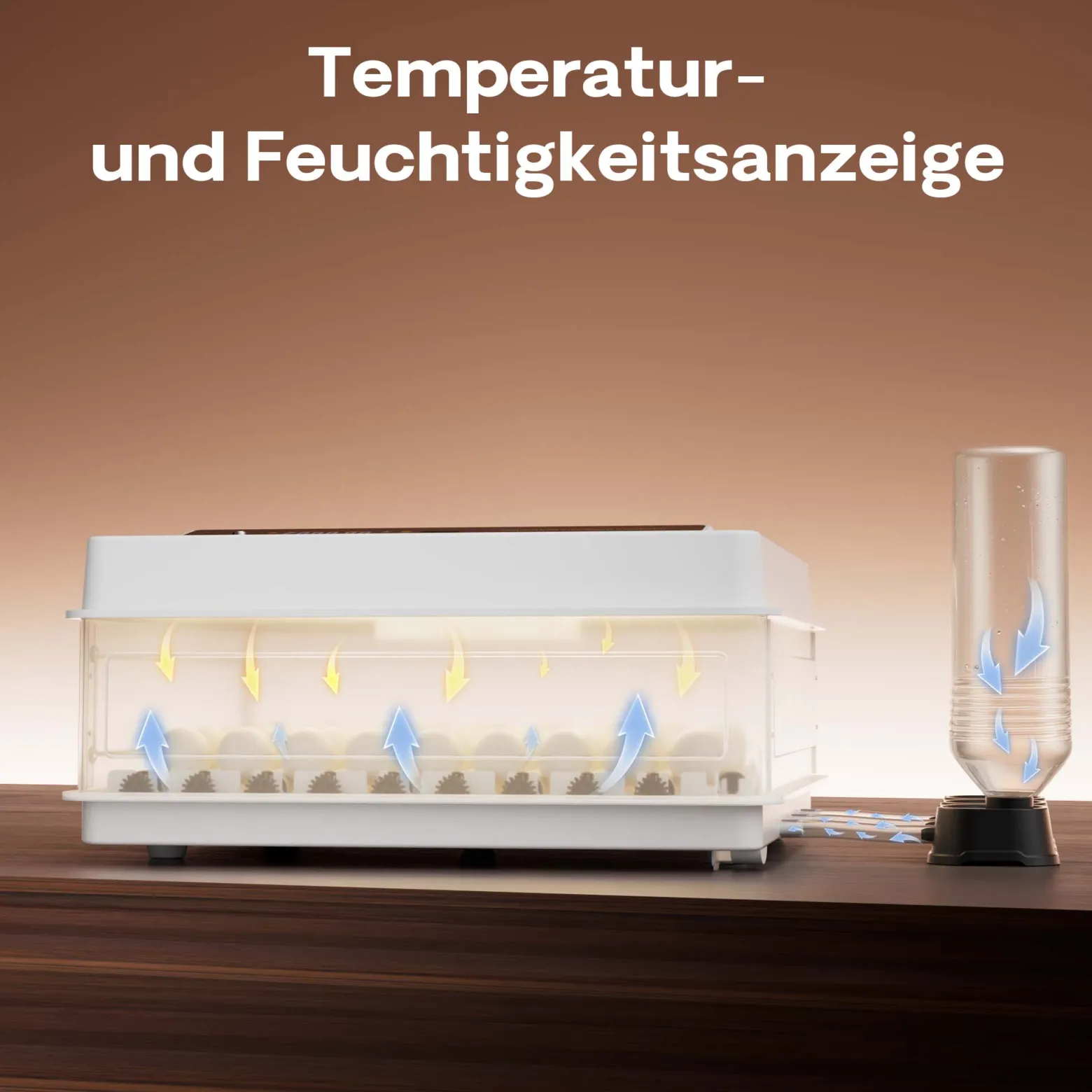 Fudajo Vollautomatischer Flächenbrüter für 64 Eier, Inkubator 110 W mit Wendesystem, Brutautomat mit Temperatursteuerung und Feuchtigskeitsregulierung, Brutkasten zum Eier ausbrüten