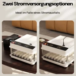 Fudajo Vollautomatischer Flächenbrüter für 36 Eier, Inkubator 45 W mit Wendesystem, Brutautomat mit Temperatursteuerung und Feuchtigskeitsregulierung, Brutkasten zum Eier ausbrüten
