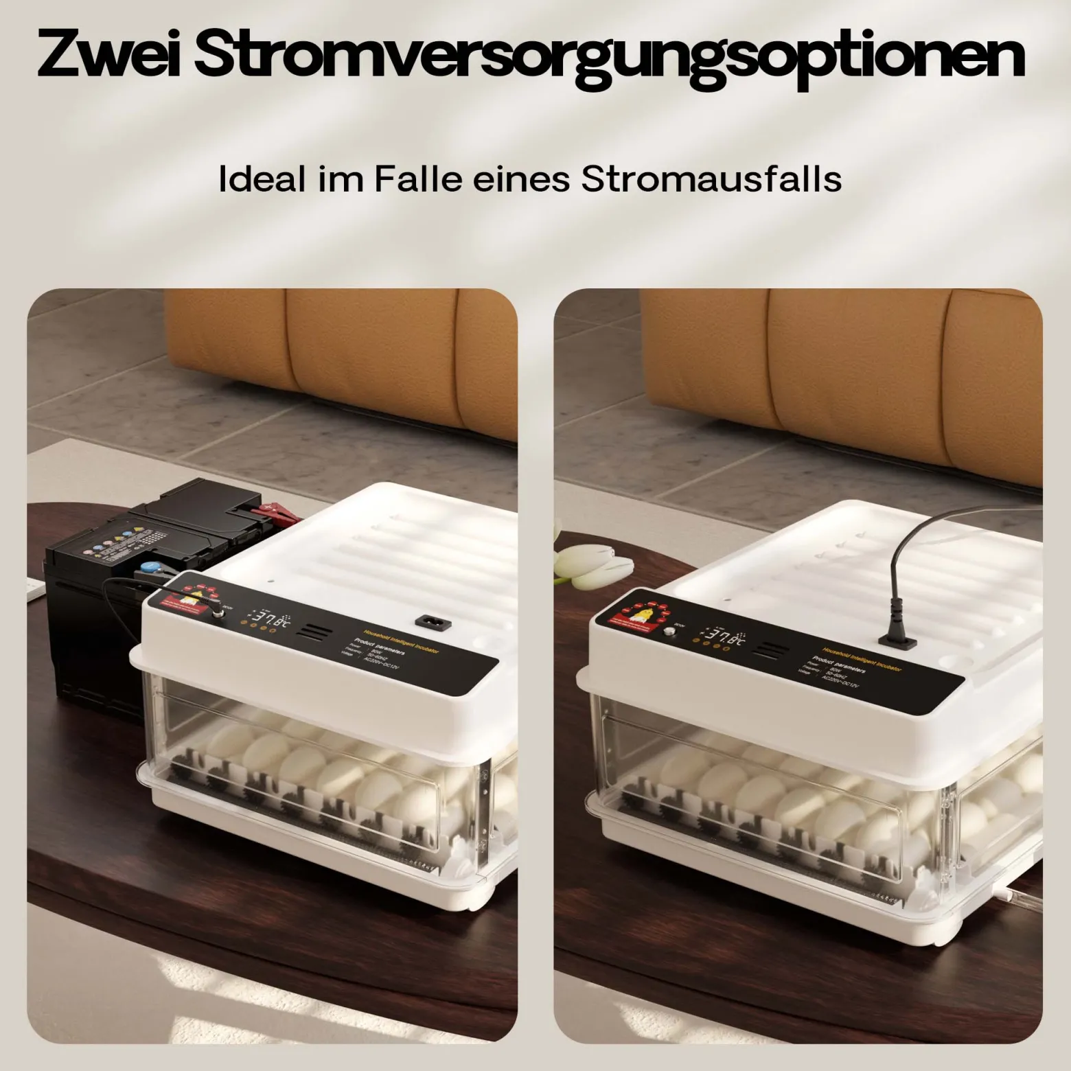 Fudajo Vollautomatischer Flächenbrüter für 36 Eier, Inkubator 45 W mit Wendesystem, Brutautomat mit Temperatursteuerung und Feuchtigskeitsregulierung, Brutkasten zum Eier ausbrüten