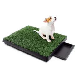 Fudajo Welpen Hundetoilette mit Gras 63x51cm – Hundeklo mit Kunstrasen als Trainingsunterlage für Welpen und Hunde