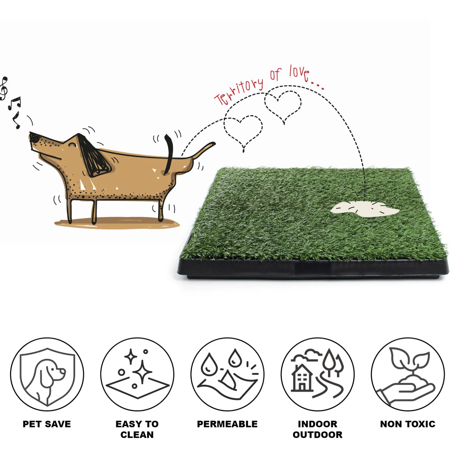 Fudajo Welpen Hundetoilette mit Gras 63x51cm – Hundeklo mit Kunstrasen als Trainingsunterlage für Welpen und Hunde