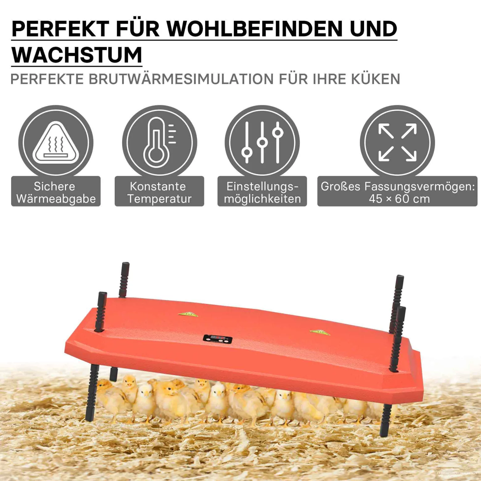Fudajo 45x60cm Küken-Wärmeplatte mit Temperaturregler 60W Heizplatte für 50-55 Küken für Kunstbrut