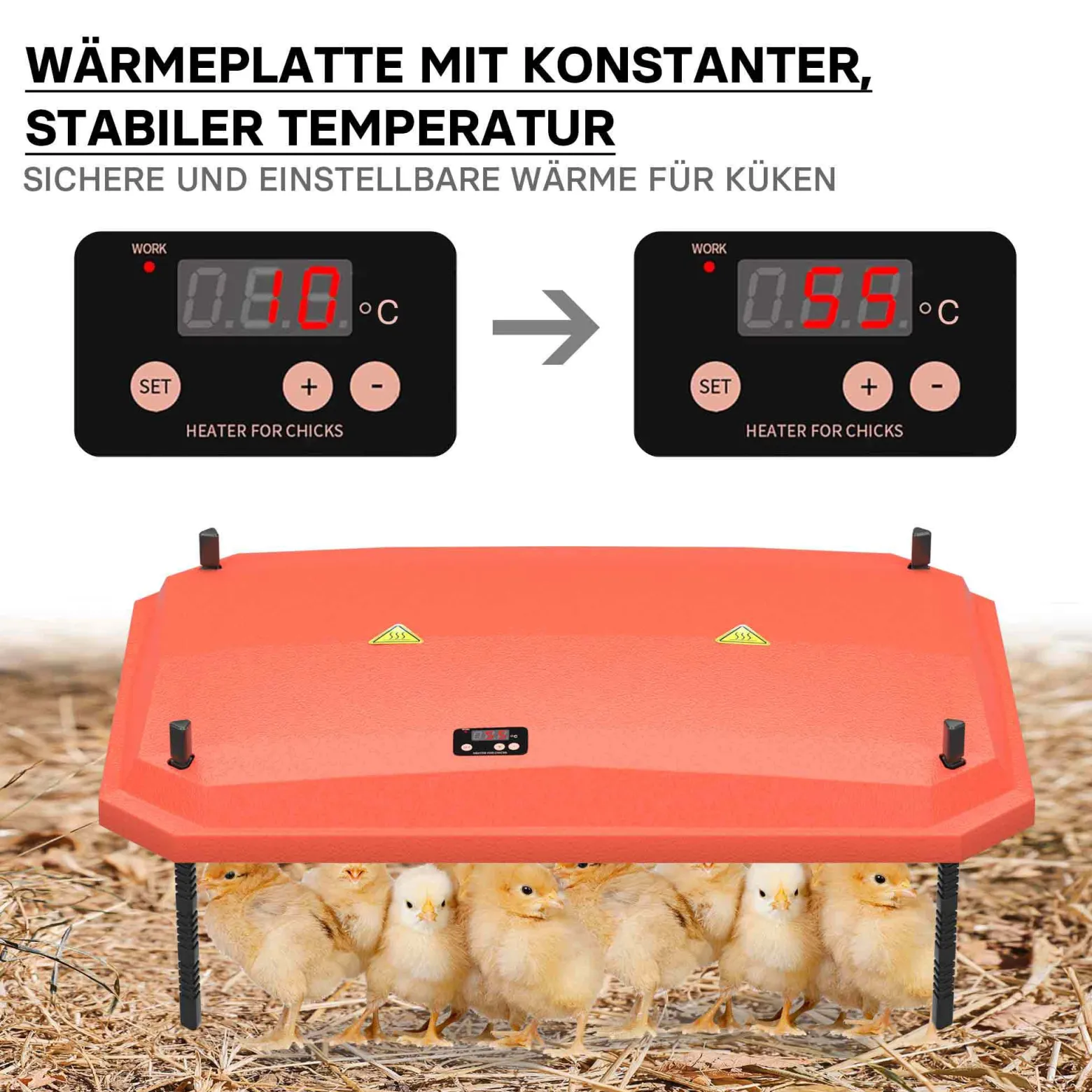 Fudajo 45x60cm Küken-Wärmeplatte mit Temperaturregler 60W Heizplatte für 50-55 Küken für Kunstbrut