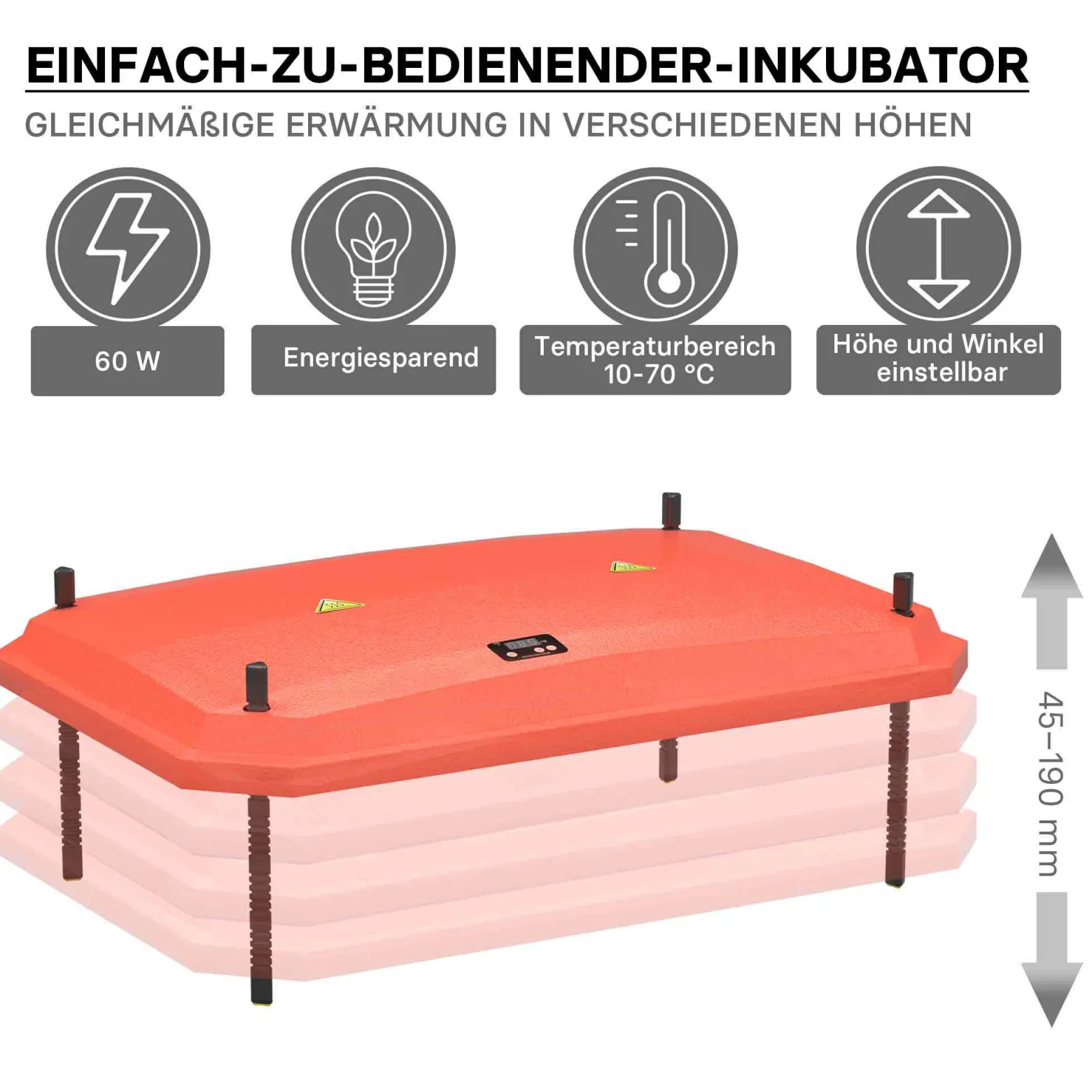Fudajo 45x60cm Küken-Wärmeplatte mit Temperaturregler 60W Heizplatte für 50-55 Küken für Kunstbrut