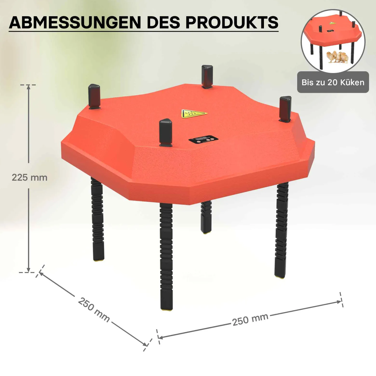 Fudajo 25x25cm Küken-Wärmeplatte mit Temperaturregler 30W Heizplatte für 15-20 Küken für Kunstbrut