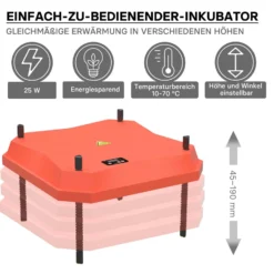 Fudajo 35x35cm Küken-Wärmeplatte mit Temperaturregler 50W Heizplatte für 50-30 Küken für Kunstbrut