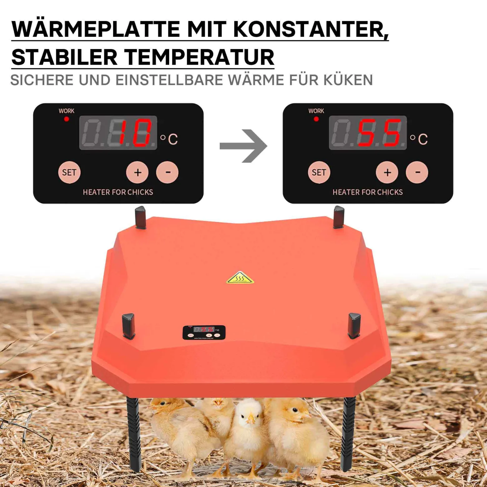 Fudajo 35x35cm Küken-Wärmeplatte mit Temperaturregler 50W Heizplatte für 50-30 Küken für Kunstbrut