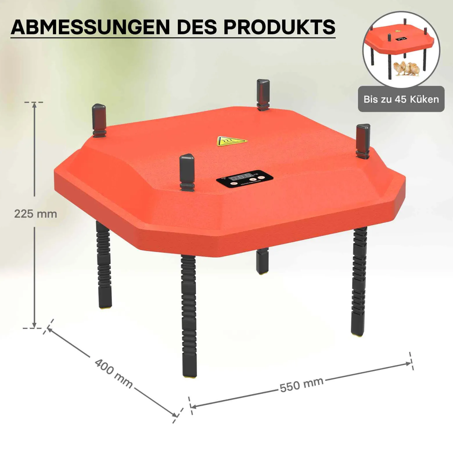 Fudajo 40x55cm Küken-Wärmeplatte mit Temperaturregler 50W Heizplatte für 40-45 Küken für Kunstbrut