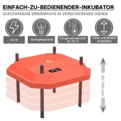 Fudajo 40x55cm Küken-Wärmeplatte mit Temperaturregler 50W Heizplatte für 40-45 Küken für Kunstbrut