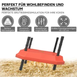 Fudajo 40x55cm Küken-Wärmeplatte mit Temperaturregler 50W Heizplatte für 40-45 Küken für Kunstbrut