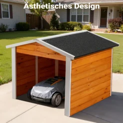Garage für Mähroboter aus Holz Rasenrobotergarage Gartenhaus Carport Station