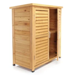 Gartenhaus mit 2-flügelige Tür 870x465x916 mm halbhoch aus Fichtenholz mit Pultdach für Garten, Terrasse & Balkon Gerätehaus Geräteschuppen Holzhaus Werkzeugschrank
